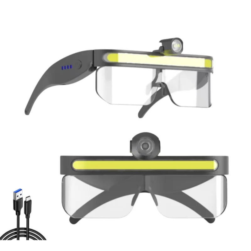 lunettes lecture rechargeables usb éclairage camping pêche cyclisme noir jaune fluo transparentes modernes technologiques