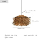Suspension lumineuse dorée fibre naturelle moderne rustique salon lumière LED 249 2000 lumens(toucher interrupteur)