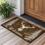 tapis d'entrée marron motif cerfs bienvenue hiver rustique 50x80cm 40x60cm