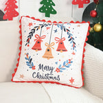 housse coussin patchwork noël blanc guirlande cloches branches baies étoiles décor maison festive 45x45cm