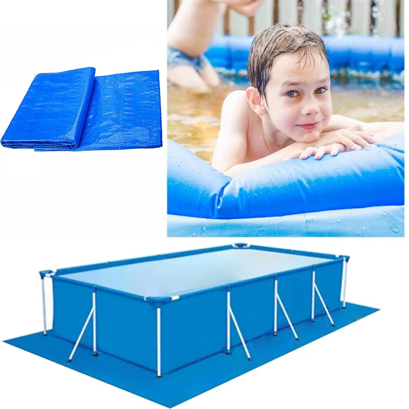 tapis sol imperméable bleu texture rugueuse pratique résistant grande taille piscine extérieure camping