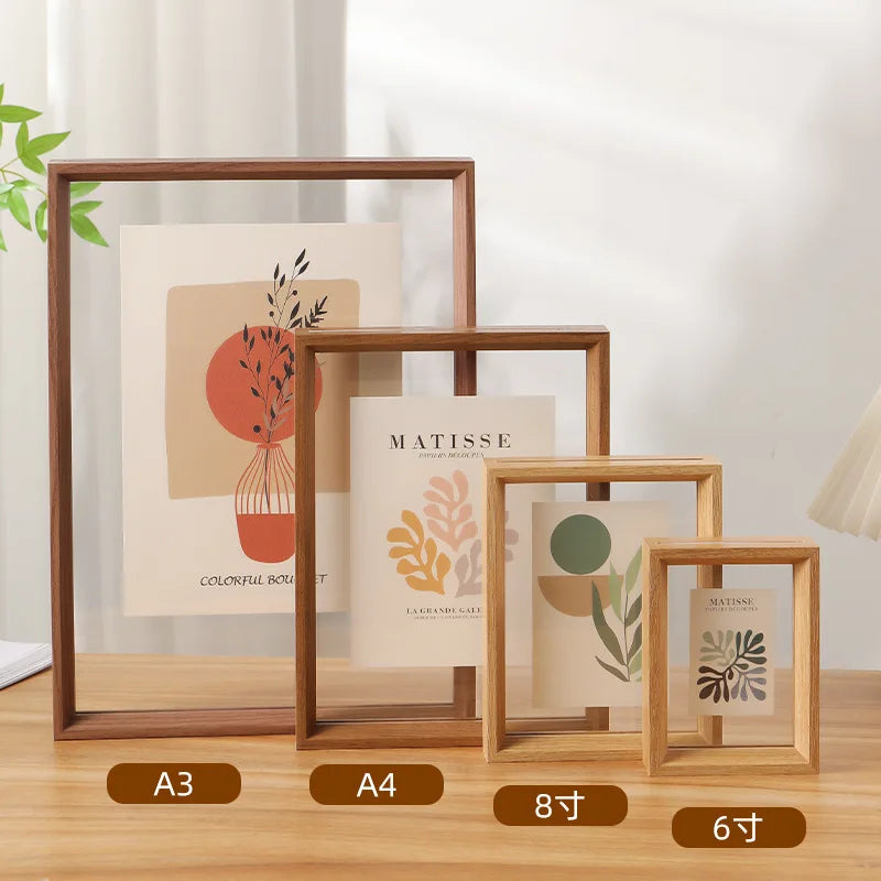 cadre photo acrylique transparent bois naturel moderne décoration maison œuvre d'art minimaliste