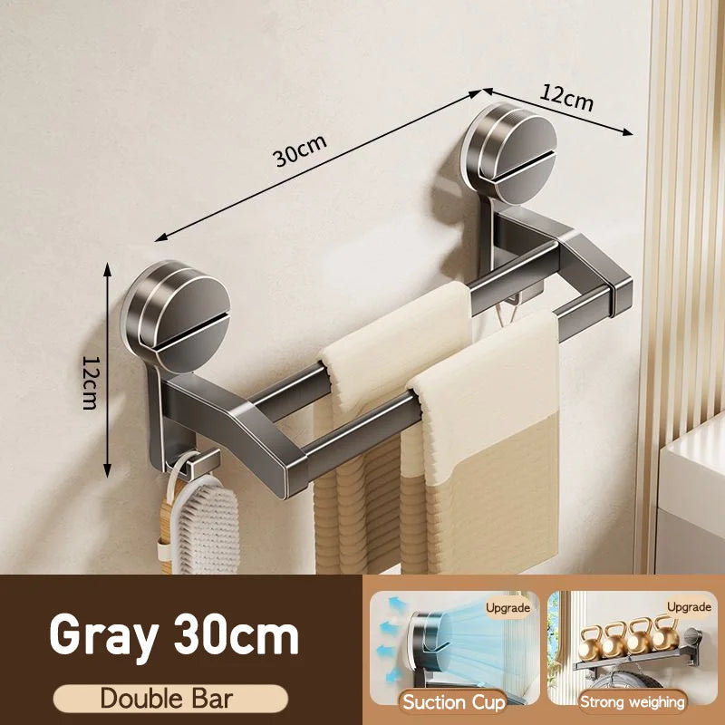 porte serviettes mural argenté lisse ventouse moderne salle bain étagère serviettes slips fixations sans