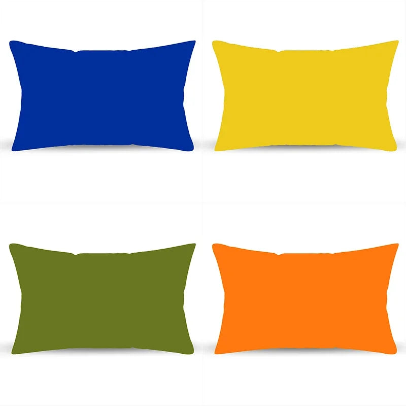 coussin rectangulaire décoratif couleur unie textile lisse fermeture éclair lit chambre moderne 30x50cm