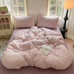 parure lit fille housse couette fleurs coeurs doux pastel coton polyester