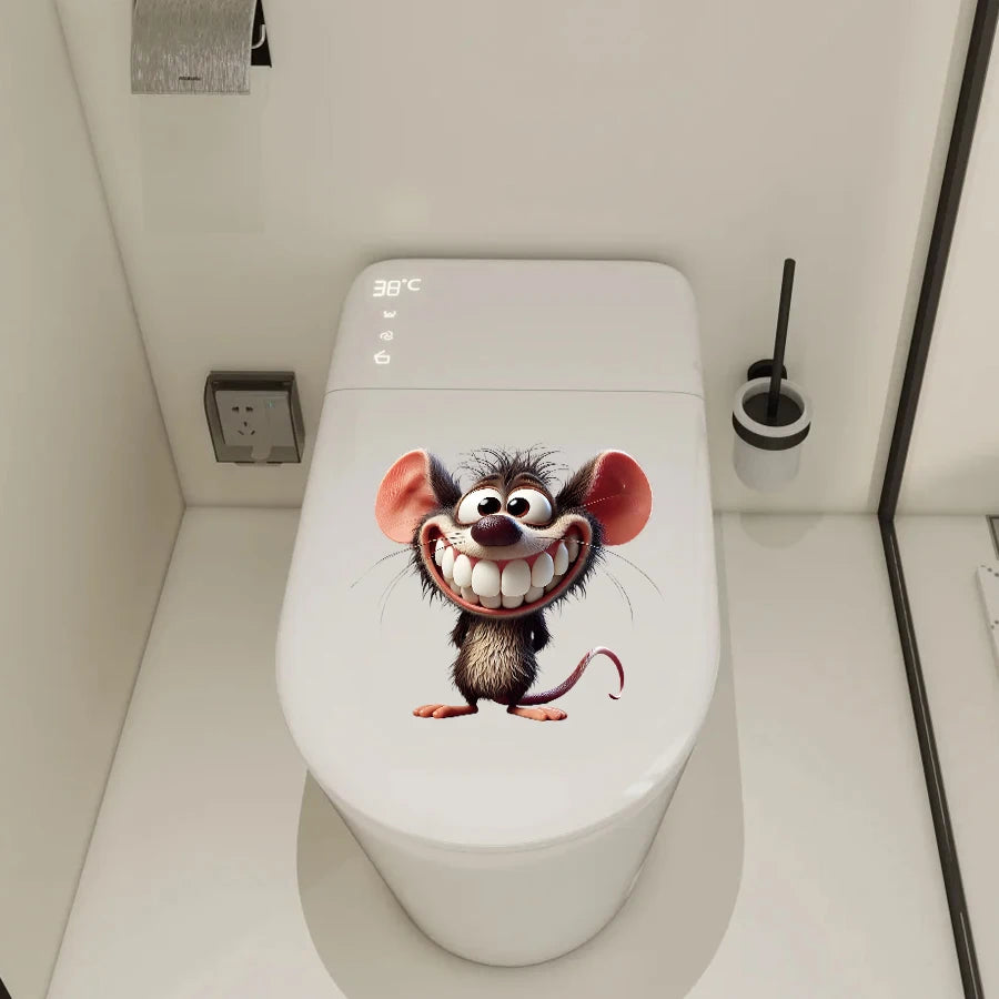 stickers adhésifs dessin animé souris chat singe décoration salle bain amovible pvc