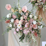 bouquet artificiel rose feuilles vertes mariage anniversaire baby shower extérieur classique fleurs variées