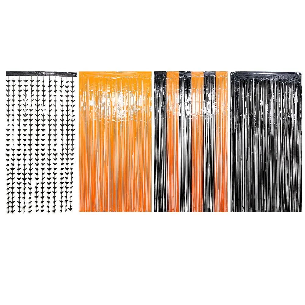 rideau halloween orange noir coeurs crânes triangles moderne opacité festif