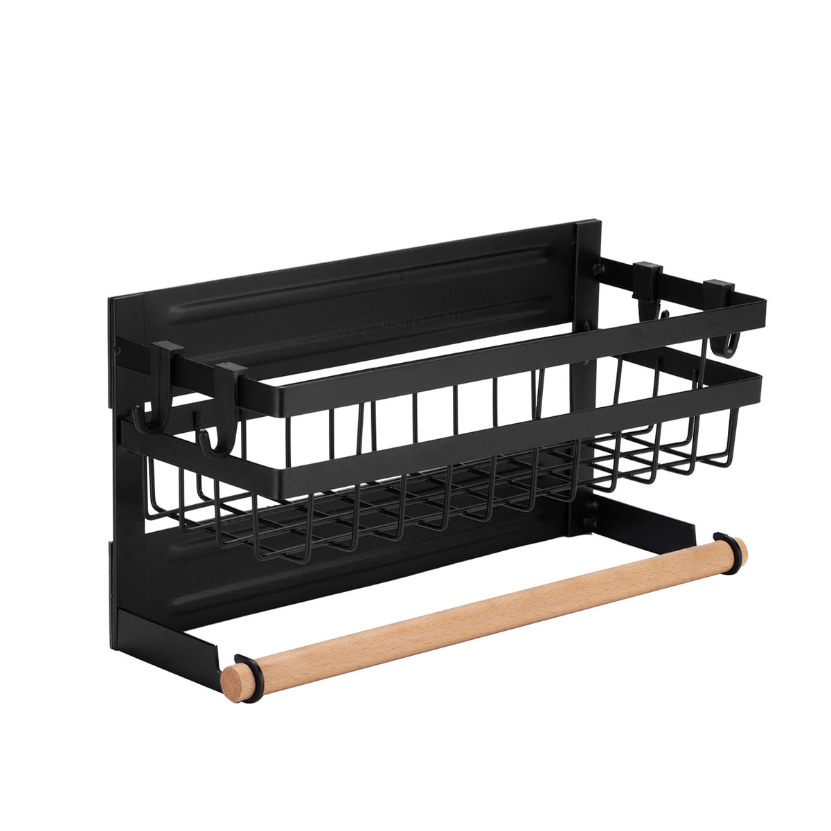 étagère cuisine acier inoxydable noire moderne adhésive pots épices serviettes papier porte huile