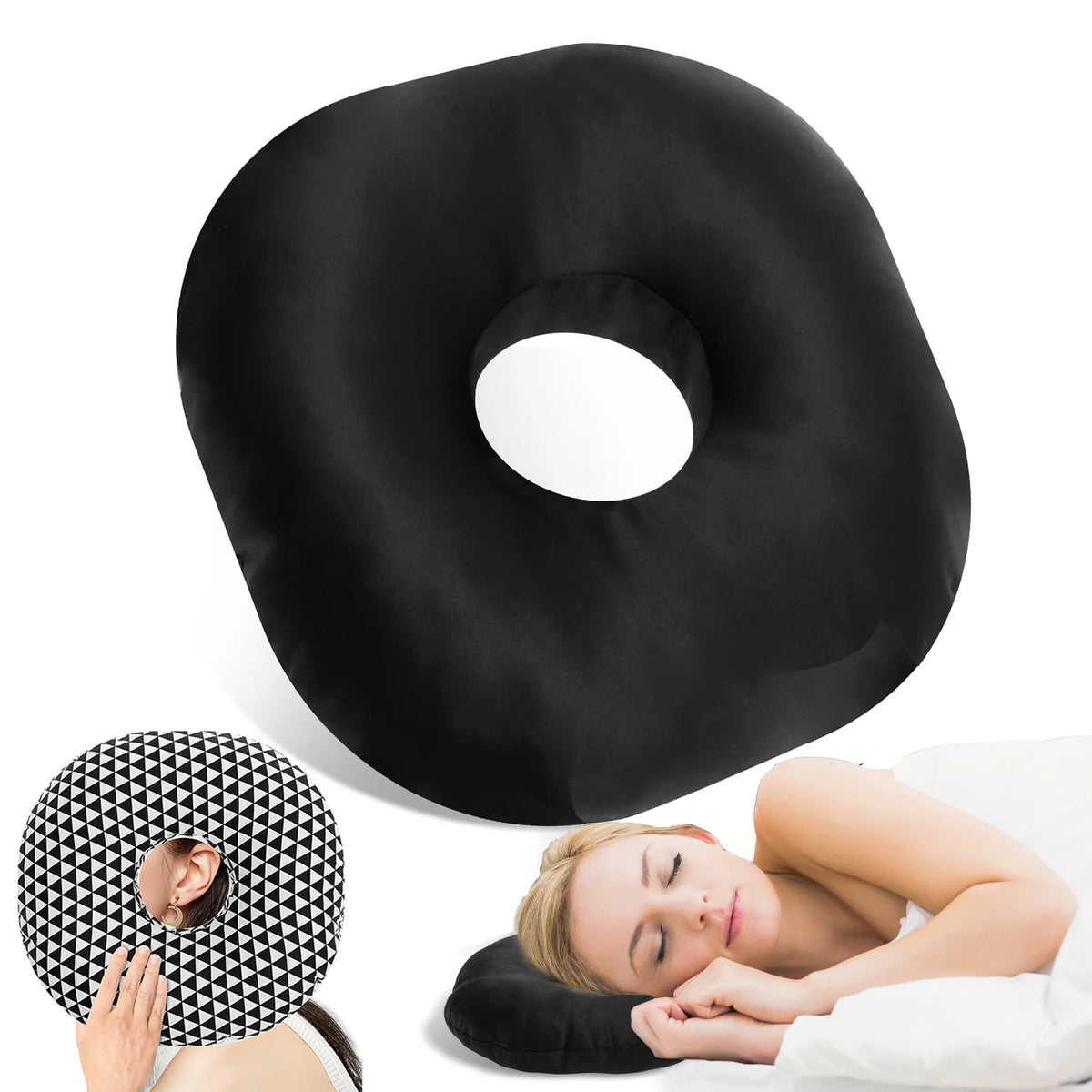 oreiller coton polyester noir moderne 100% coton confortable rond literie fixations