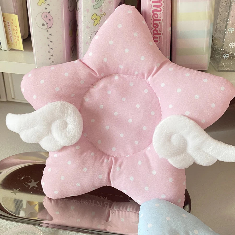 tapis antidérapant kawaii pois rose bleu blanc papeterie étoile ailes duvetés mignon enfantin