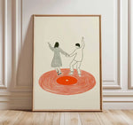 affiche art vintage toile vinyle danseurs fleurs texte salon chambreDecoration Murale Populaire