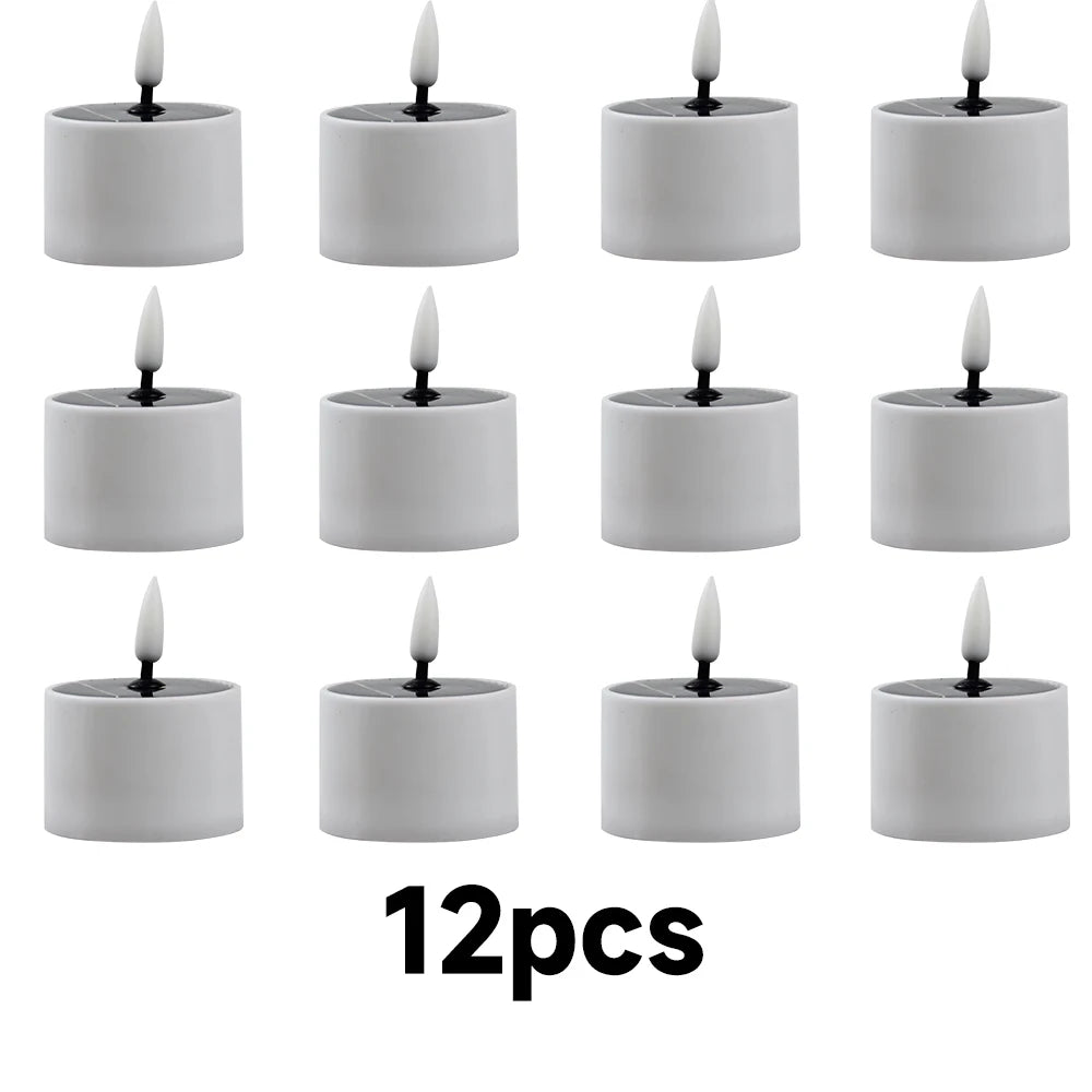 éclairage solaire led bougie blanche moderne sans flamme étanche jardinextérieur autonomepose
