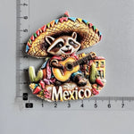 aimants réfrigérateur mexicains sombreros guitares cactus motifs floraux animaux exotiques souvenirs traditionnels multicolores
