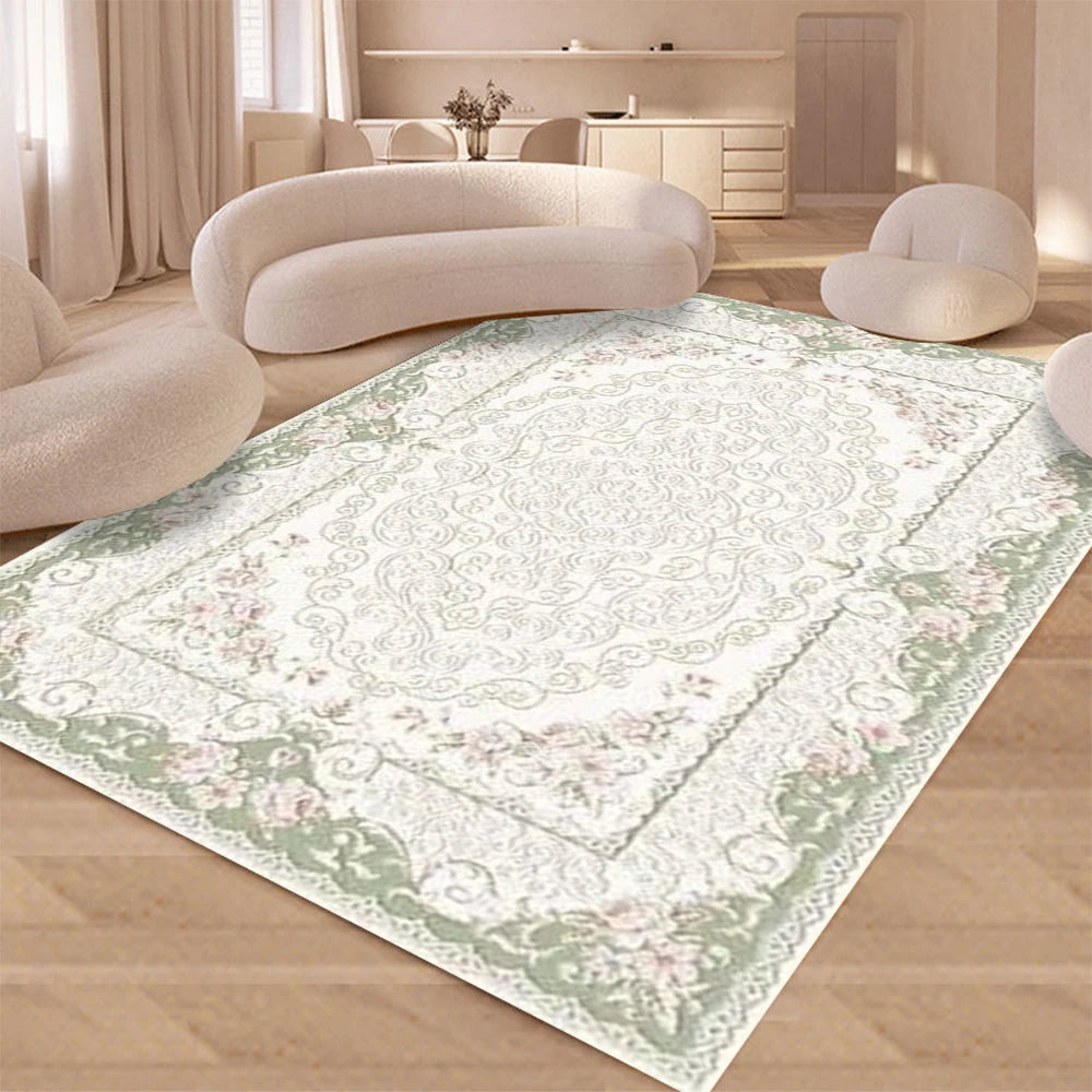 tapis bohème moderne floral bleu clair rose velours antidérapant intérieur extérieur 40x60cm 50x80cm 80x120cm