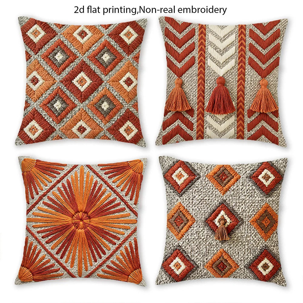 taies d'oreiller géométriques orange gris moderne zip 40x40cm 45x45cm 50x50cm 60x60cm