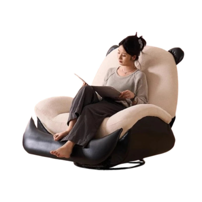 fauteuil relax moderne bois éponge tissu uni beige noir réglable multifonction