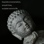 statue bouddha pierre naturelle sculpture main gris noir texture zen 8cm hauteur 4cm largeur