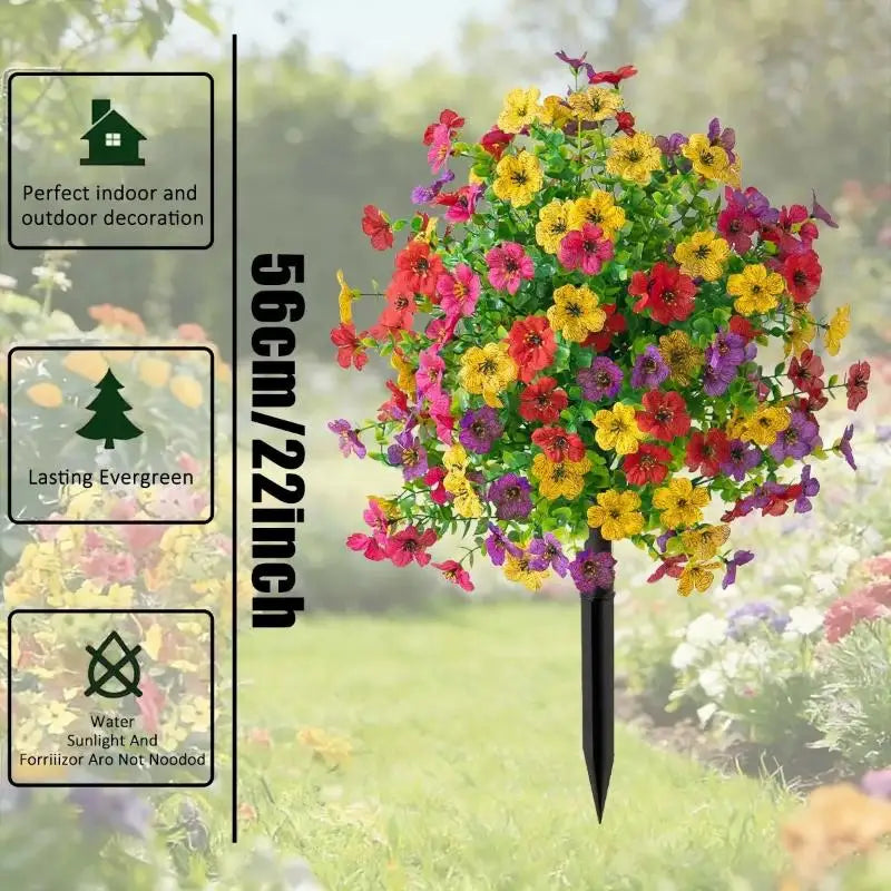 bouquet fleurs artificielles multicolore réaliste intérieur extérieur décoration jardin anniversaire fêtes