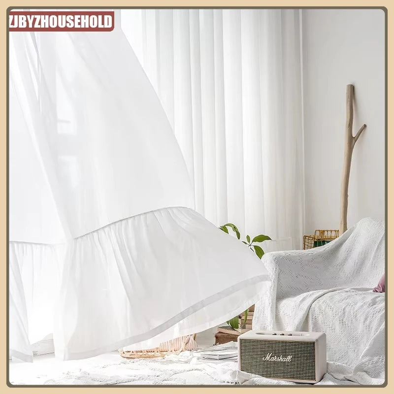 rideau voile blanc transparent moderne fenêtre salon chambre maison tissu polyester léger uni