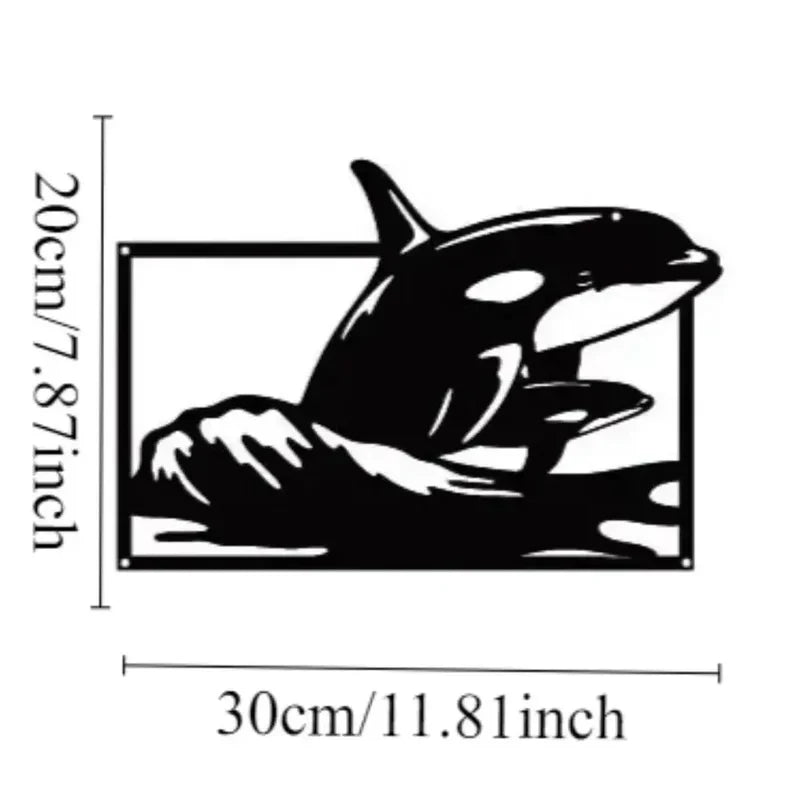 décoration murale plaque orca noir fond blanc moderne graphique intérieur 20x30cm