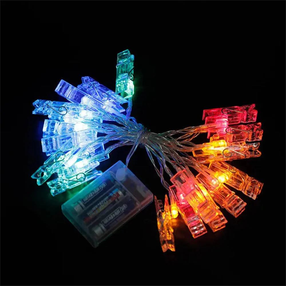 guirlande lumineuse led pinces photo 10 20 40 led multicolore noel decoration fenetre festif