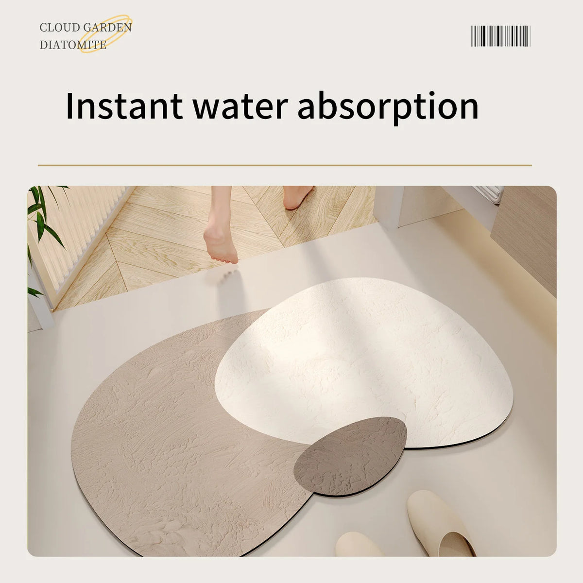 tapis sol salle bain moderne beige clair absorbant antidérapant respectueux environnement minimaliste texture granulée