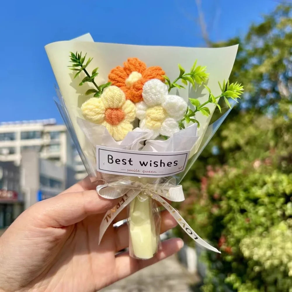bouquet fleurs artificielles orange blanc jaune feuilles vertes ruban blanc créatif décoration intérieure pâques