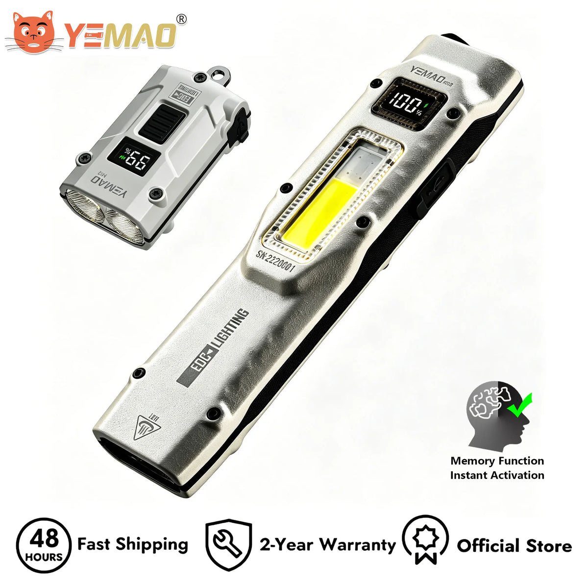 lampe torche tactique led rechargeable uv argent noir moderne compact clip antibruit