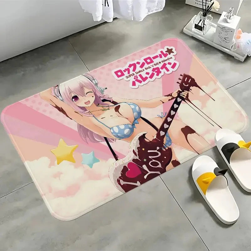 tapis sol antidérapant polyester anime rose motifs géométriques moderne salon chambre coucher
