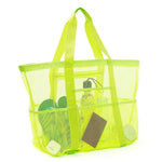 Sac plage violet noir bleu clair vert rose maille respirante réutilisable moderne poignées