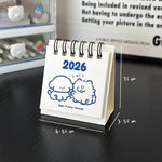calendrier mini blanc bleu mignon dessins animés anneaux métalliques dates imprimées modernes minimalistes