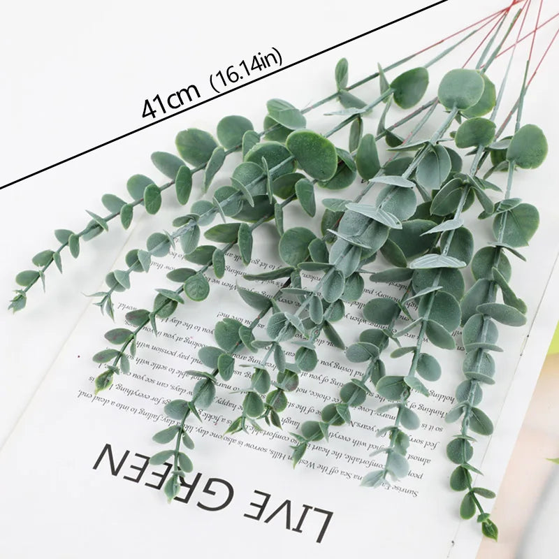 décoration moderne feuilles eucalyptus artificielles or vert extérieur intérieur mariage noël 10pcs 20pcs