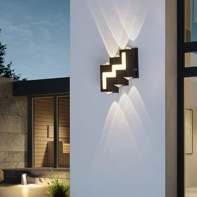 applique murale moderne noire lumiere dorée escalier geometrique led ip65 aluminium
