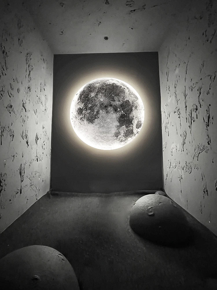 lampe murale lune moderne blanc gris éclairage quotidien led dimmable 3000k 6000k monté surface