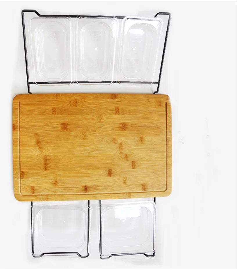 planche découper bambou bacs intégrés moderne couteau support tablette clipsé