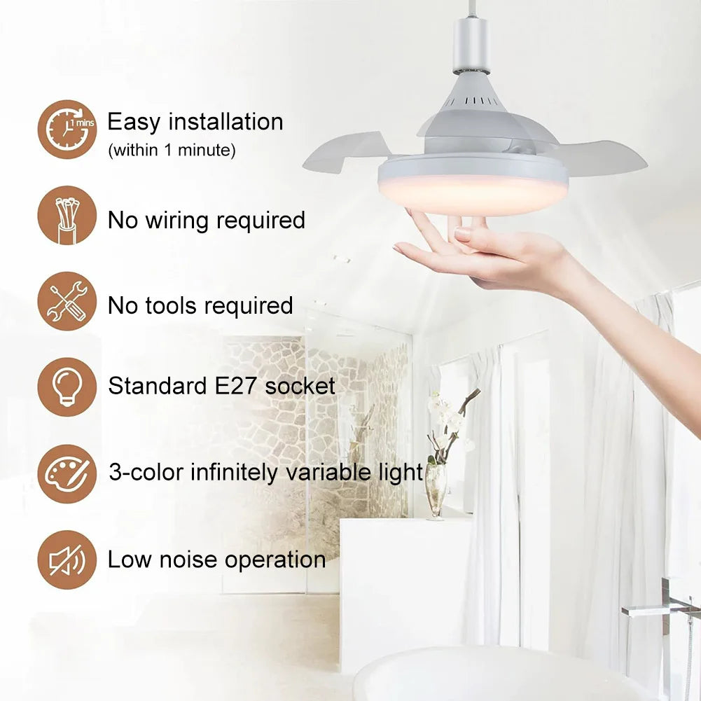 ventilateur moderne blanc lampe intégrée télécommande flux lumineux 2000 82000 éclairage chambre piece minimaliste