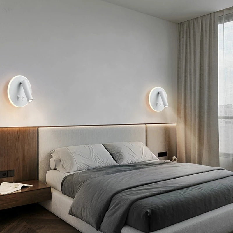 lampe murale moderne led noir blanc interrupteur port usb éclairage quotidien fixée mur ampoles