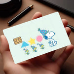 autocollant carte credit snoopy happy holidays bleu marine moderne
