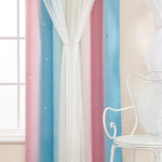 rideau polyester bleu rose rayures pois blancs moderne salon chambre hospitalière