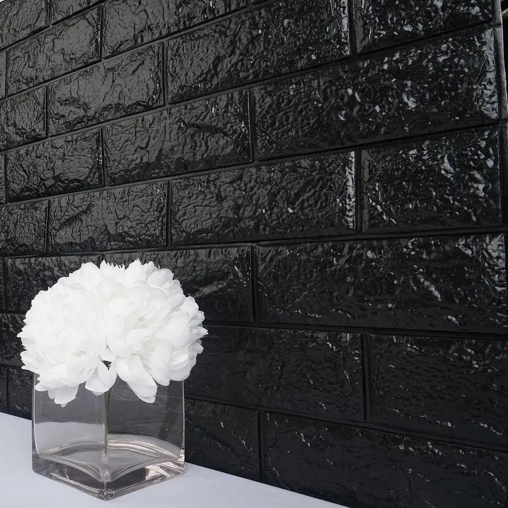 autocollant mural 3d brique noir moderne décoration intérieure adhésif imperméable fond noir texture relief