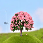 décoration intérieure arbre miniature résine fleurs feuilles rose verte artificiel rural maison