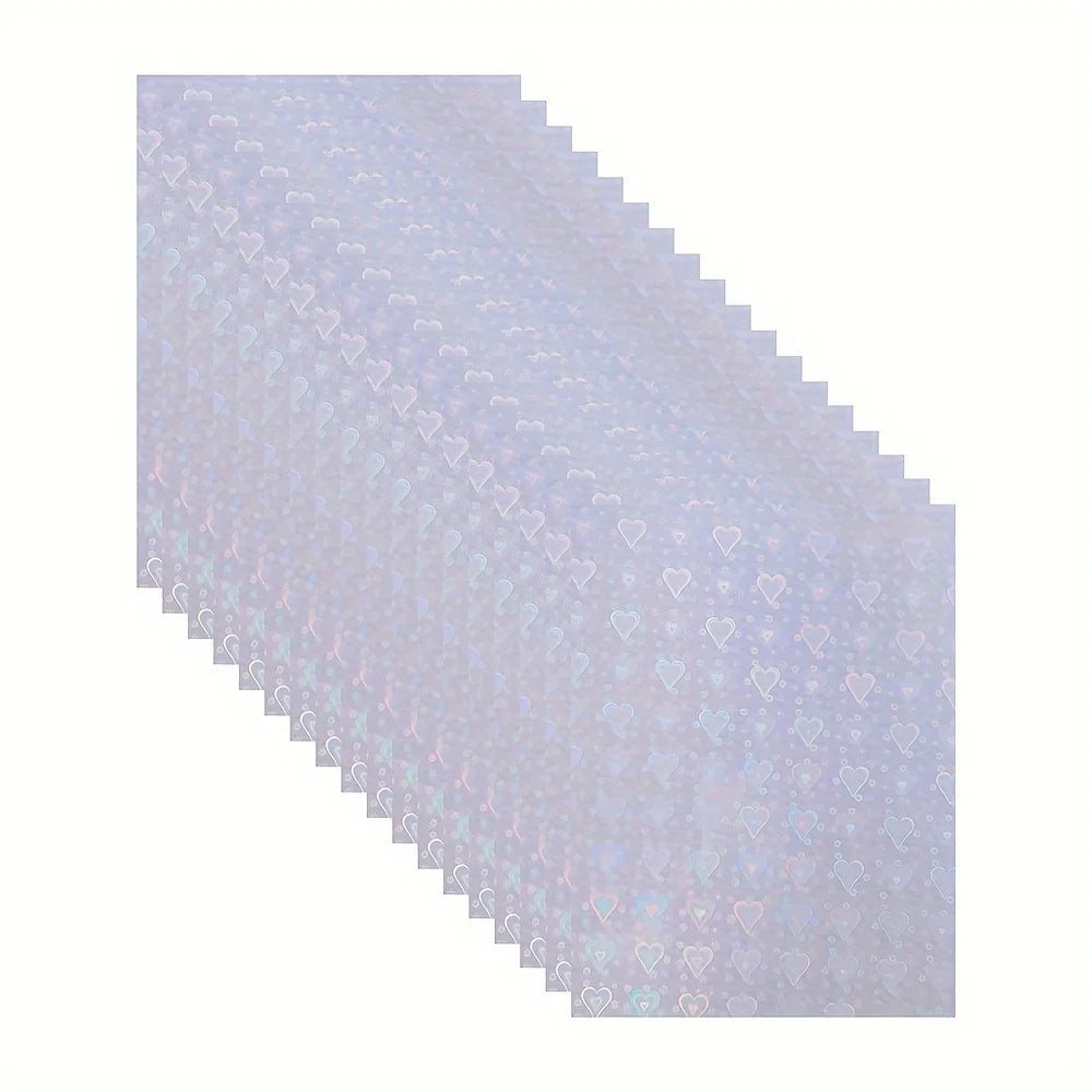 feuilles papier autocollant coeurs blanc bleu rose moderne décoration valentin points transparentes a4
