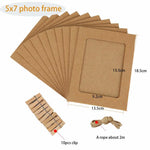 cadres photo papier kraft 10 pièces clips bois décoration murale classique rustique farmhouse chambre