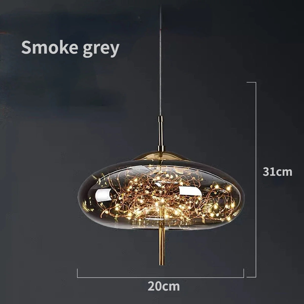 lampe suspendue moderne transparente dorée fil cuivre câble suspendu chambre salon étude chambre d'hôtel