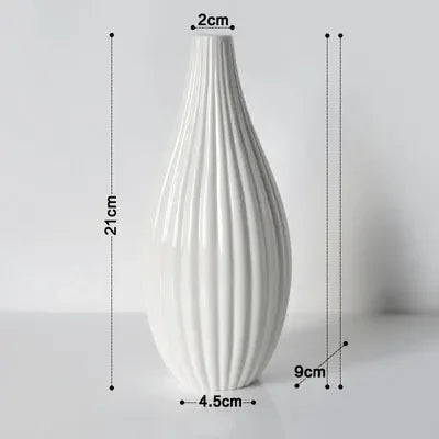 vase decoratif moderne rose bleu clair blanc strie minimaliste table fleurs artificielles