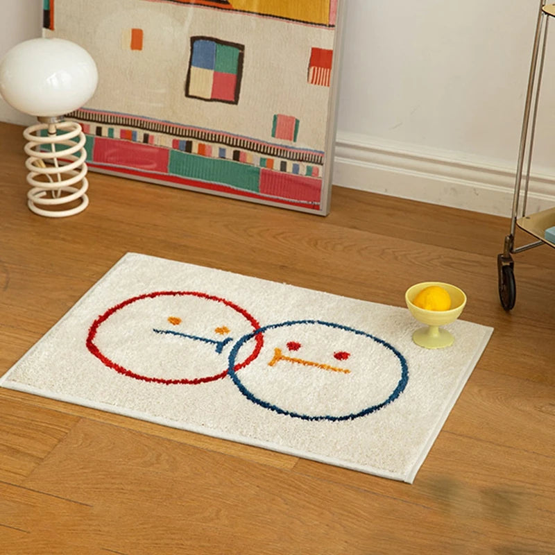 tapis souriant polygoneux anti dérapant moderne maison porte salon cuisine sdb polyester jute