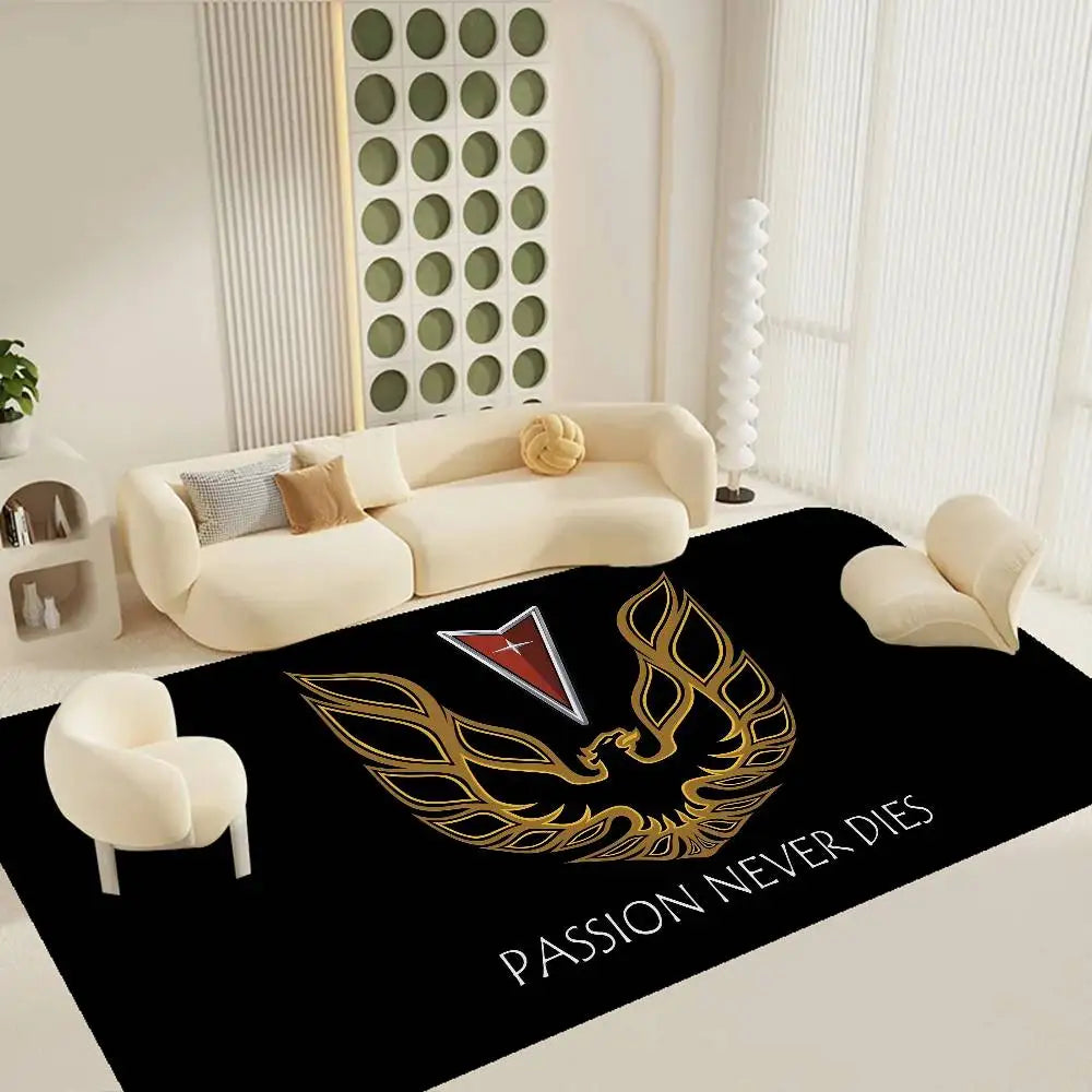 tapis moderne noir phoenix antidérapant graphique passepartout salon chambre 60x90cm