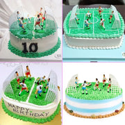 décoration gâteau football joueurs ballons filets numéros herbe vert blanc noir anniversaire enfant