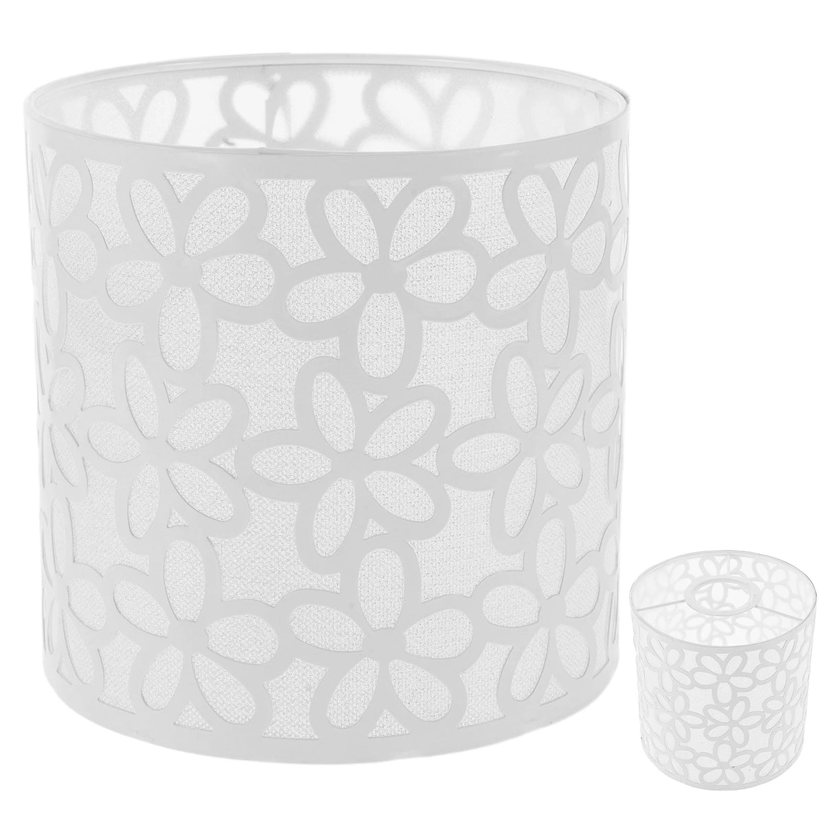 abat jour moderne verre blanc translucide fleurs découpées hauteur 14cm diamètre 14.2cm remplacemement lampadaire